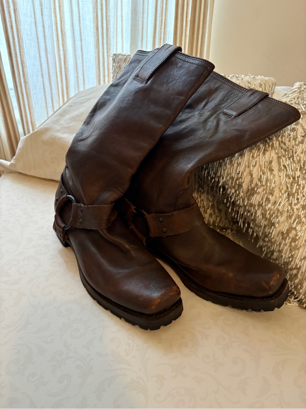 Frye Dark Brown Leather Harness Boots - Picture 2 of 12